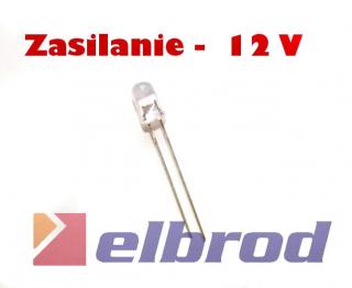 Dioda LED 5mm NIEBIESKA -12V  (2szt)  /471