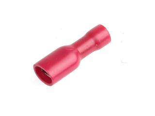 Konektor cały  izolowany żeński 4,8mm  czerwony(10szt)