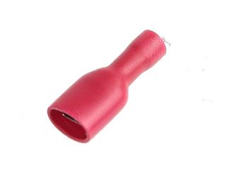Konektor cały  izolowany żeński 6,3mm  czerwony (10szt)