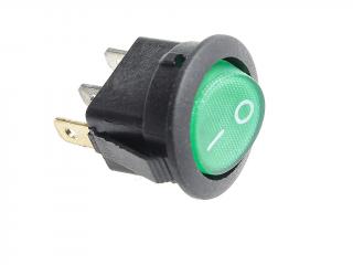 Przełącznik kołyskowy SMRS101  podświetlenie zielone 12V  d20mm