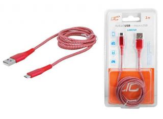Przyłącze kabel microUSB - USB HQ czerwony (1m)