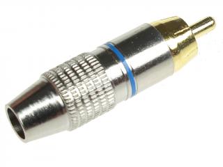 Wtyk RCA CHINCH -złoty metal niebieski 6mm