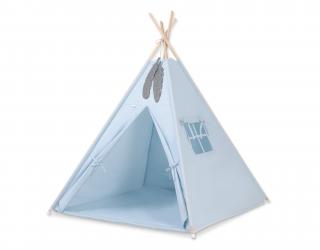 MINI zestaw TEEPEE Tipi BOBONO namiot+mata niebieski+zawieszki pióra GRATIS