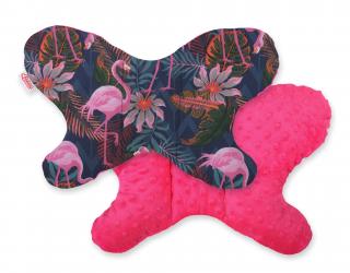 Poduszka antywstrząsowa BOBONO motylek - flamingi/ciemny róż