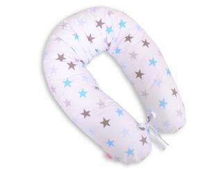 Poduszka dla kobiet w ciąży, ciążowa, do spania i karmienia - gwiazdy szaro-niebieskie