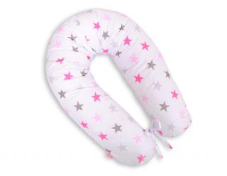 Poduszka dla kobiet w ciąży, ciążowa, do spania i karmienia - gwiazdy szaro-różowe