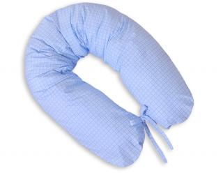 Poduszka dla kobiet w ciąży, ciążowa, do spania i karmienia - Kratka niebieska