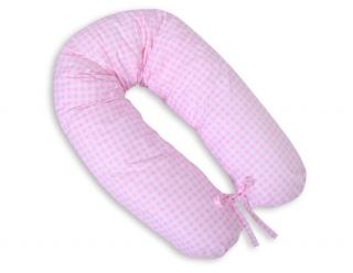 Poduszka dla kobiet w ciąży, ciążowa, do spania i karmienia - Kratka różowa