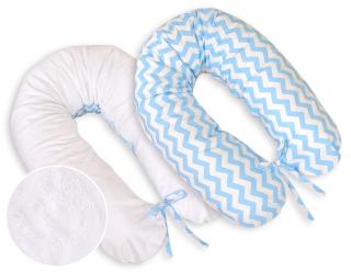 Poduszka dla kobiet w ciąży, ciążowa, do spania i karmienia -  Minky chevron niebieski