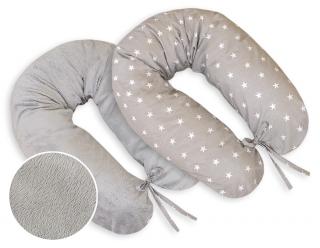 Poduszka dla kobiet w ciąży, ciążowa, do spania i karmienia - Minky gwiazdki szare