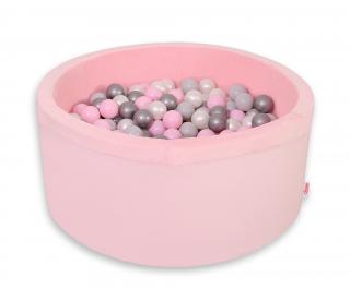 Suchy basen z piłeczkami 40 cm 200 piłek - różowy minky i bawełna BOBONO