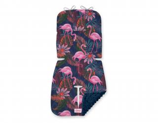 Wkładka do wózka BOBONO minky- flamingi różowo-granatowe/granatowy
