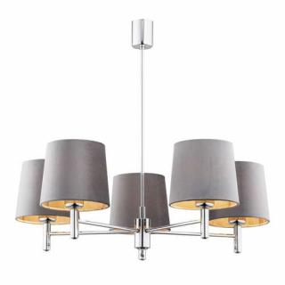 Argon Bolzano Plus 2110 żyrandol na drązku lampa wisząca sufitowa nad stół zwis klosze abażur 5x15W E27 biała/chrom - RABATUJEMY do 20% KAŻDE ZAMÓWIEN