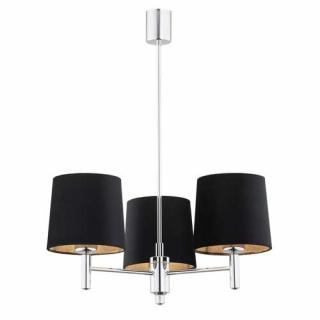 Argon Bolzano Plus 6108 żyrandol na drązku lampa wisząca sufitowa nad stół zwis klosze abażur 3x15W E27 czarna/chrom