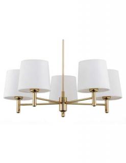 Argon Ponte Plus 2106 lampa wisząca żyrandol abażur welur glamour klasyczna patyki 5x15W E27 biały/złoty
