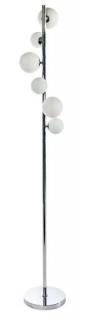 Azzardo Sybilla 6 AZ2101 Lampa stojąca podłogowa nowoczesna elegacka stylowa patyk kijek mleczne białe kule 6x25W G9 chrom