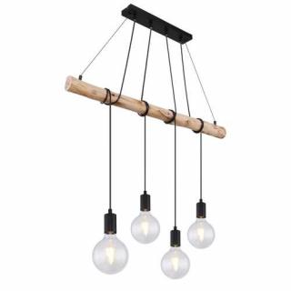 Globo Auston 15439-4 lampa wisząca zwis 4x60W E27 czarna/drewniana