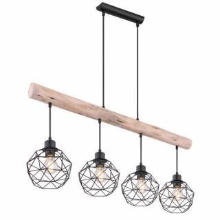 Globo Theodor 15416-4 lampa wisząca zwis 4x60W E27 czarna/drewniana