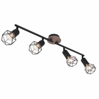 Globo Xara I 54802S-4H plafon lampa sufitowa 4x40W E14 czarny/drewniany