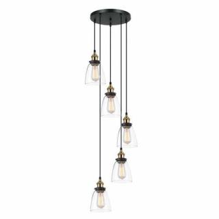 Italux Francis MDM-2563/5 GD+CL lampa wisząca zwis 5x40W E27 czarna/złota