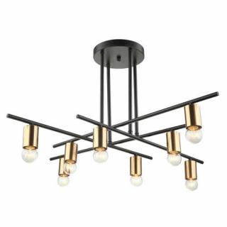 Italux Normani MDM3658/8 BK+BRO żyrandol industrialna lampa wisząca nowoczesna zwis pręty patyki kije 8x60W E27 czarna brązowa