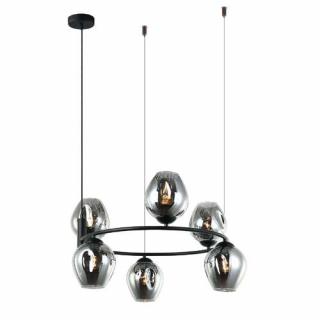 Italux Roxane MDM-4045-6 BK+SG lampa wisząca zwis 6x40W E27 czarna / dymiony grafit