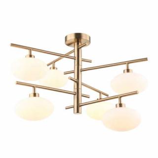 Lampa wisząca Italux Fiorenzo MXM3661-6 BRO+W 6x25W G9 biała/mosiężna