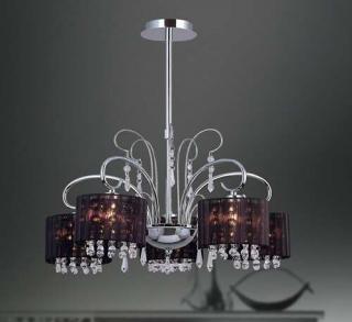 Lampa wisząca Italux Span MDM1583/5 zwis oprawa 5X40W E14 chrom/kryształ/czarny