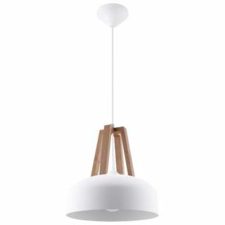 Lampa wisząca Sollux Casco SL.0388 1x60W E27 biała/naturalne drewno - wysyłka w 24h