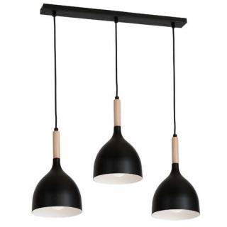 Luminex Noak wood 1193 lampa wisząca zwis 3x60W E27 czarny / brązowy