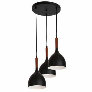 Luminex Noak wood 1390 lampa wisząca zwis 3x60W E27 czarny / brązowy