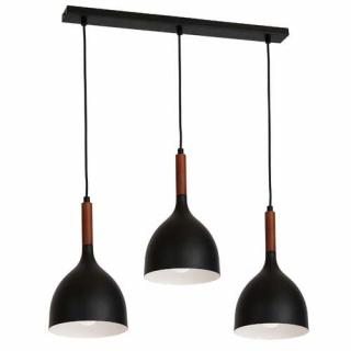 Luminex Noak wood 1391 lampa wisząca zwis 3x60W E27 czarny / brązowy