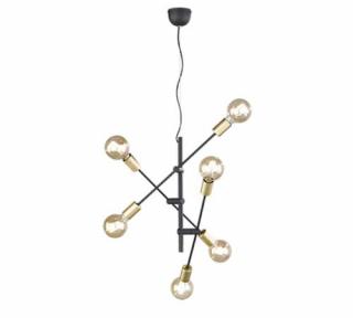 Trio Cross 306700632 lampa wisząca zwis 6x28W E27 czarny mat/złota