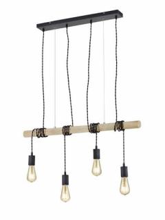 Trio RL Brody R30244032 lampa wisząca zwis 4x42W E27 czarny mat / brązowy