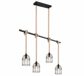 Trio RL Wodan R30444032 lampa wisząca zwis 4x10W E14 czarna/brązowa