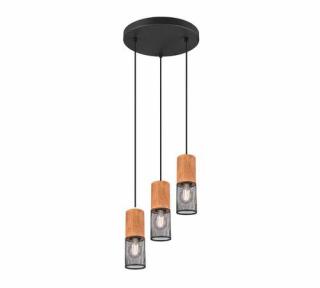 Trio Tosh 304330332 lampa wisząca zwis 3x40W E27 czarna/drewniana