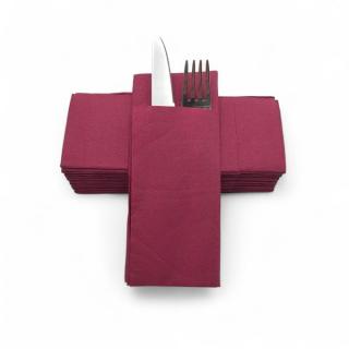 Serwetki na sztućce bordowe 1/8 50 sztuk