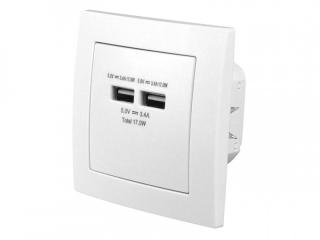 GNIAZDO USBx2 MODERN BIAŁE 3,4A+RAMKA
