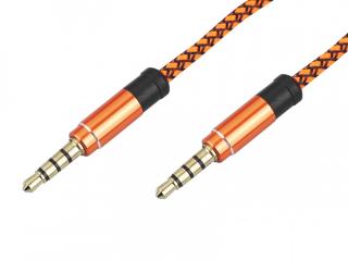 KABEL AUX MINI JACK 4-POLOWY 3,5MM 1m  MOCNY OPLOT