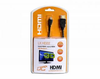 Kabel HDMI-MicroHDMI v1.4  1.5m Cu HQ.
