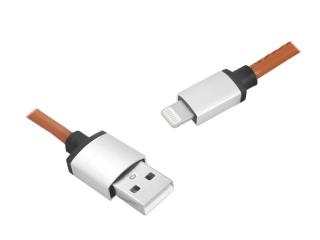 Kabel USB-8PIN 1m brązowy, skórzany