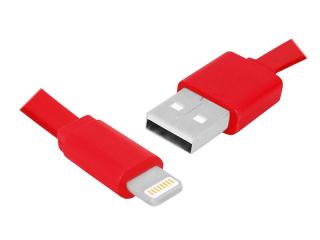 Kabel USB - 8PIN 1m płaski, czerwony