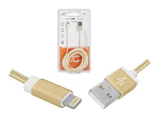 Kabel USB -Iphone 2m, złoty.