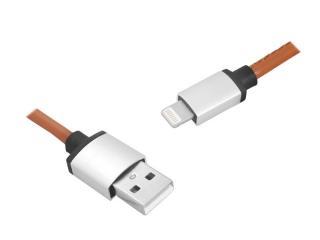 Kabel USB-IPHONE 8PIN 1m brązowy, skórzany