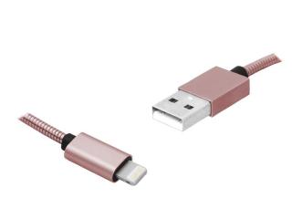Kabel USB-IPHONE 8PIN 1m różowy