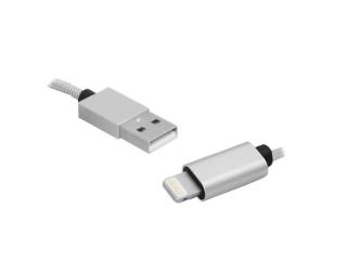 Kabel USB-IPhone 8PIN 1m w oplocie srebrny