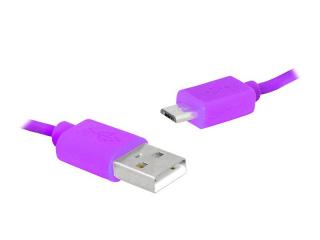 Kabel USB-micro USB 1,5m, różowy, HQ.