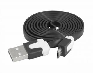 Kabel USB - micro USB, czarny, płaski.