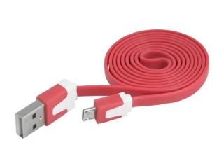Kabel USB micro USB, czerwony, płaski.