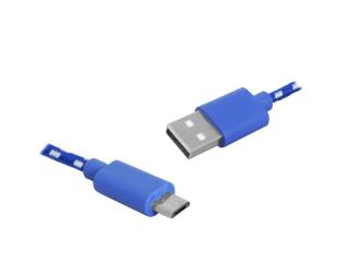 Kabel USB-microUSB, 1m, niebieski.